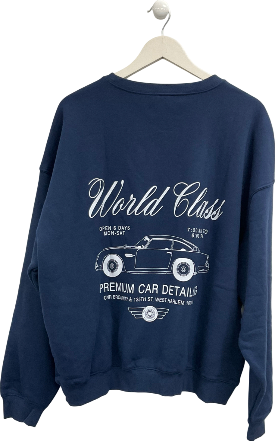 cotton on Blue Boxy Fit Sweatshirt In Navy With World Class Retro Graphic UK XXL
