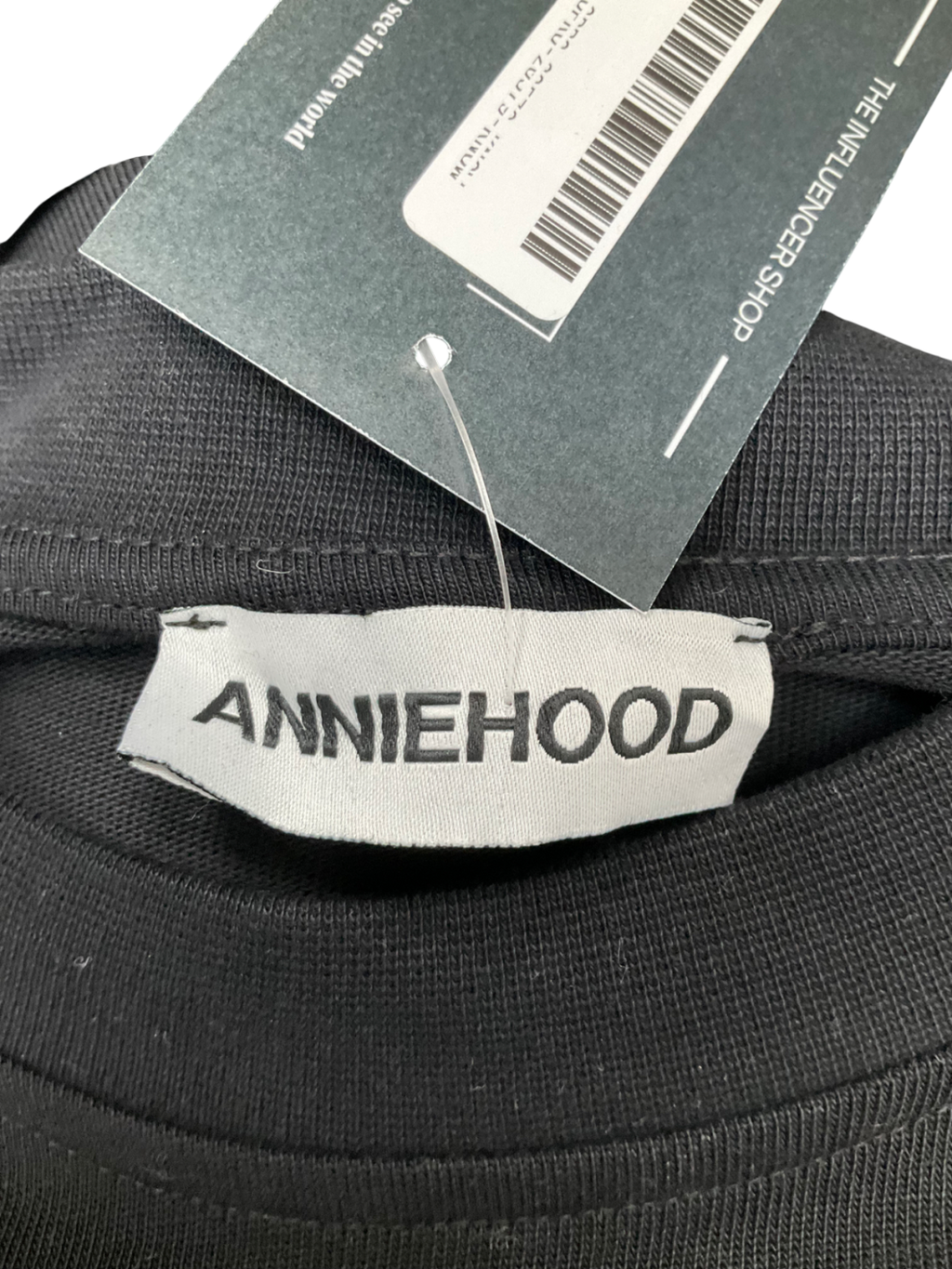 Annie Hood Black Logo Print Cotton T-shirt UK S