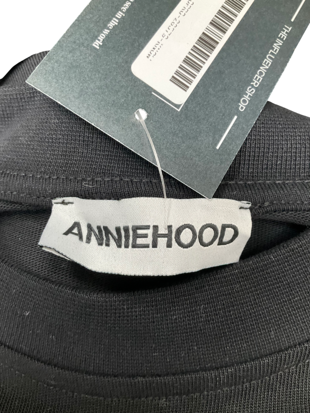 Annie Hood Black Logo Print Cotton T-shirt UK S