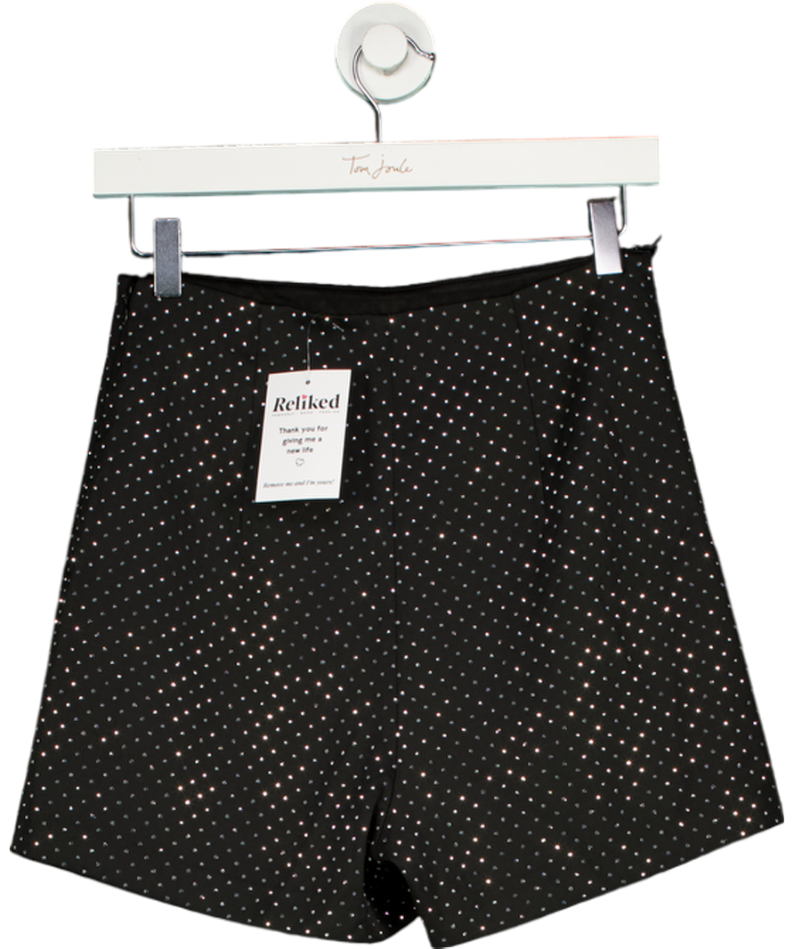 Nadine Merabi Black Kira Rhinestone Embellished Shorts UK S