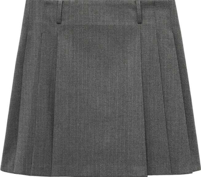 MANGO Grey Pinstriped Pleated Skirt UK 12