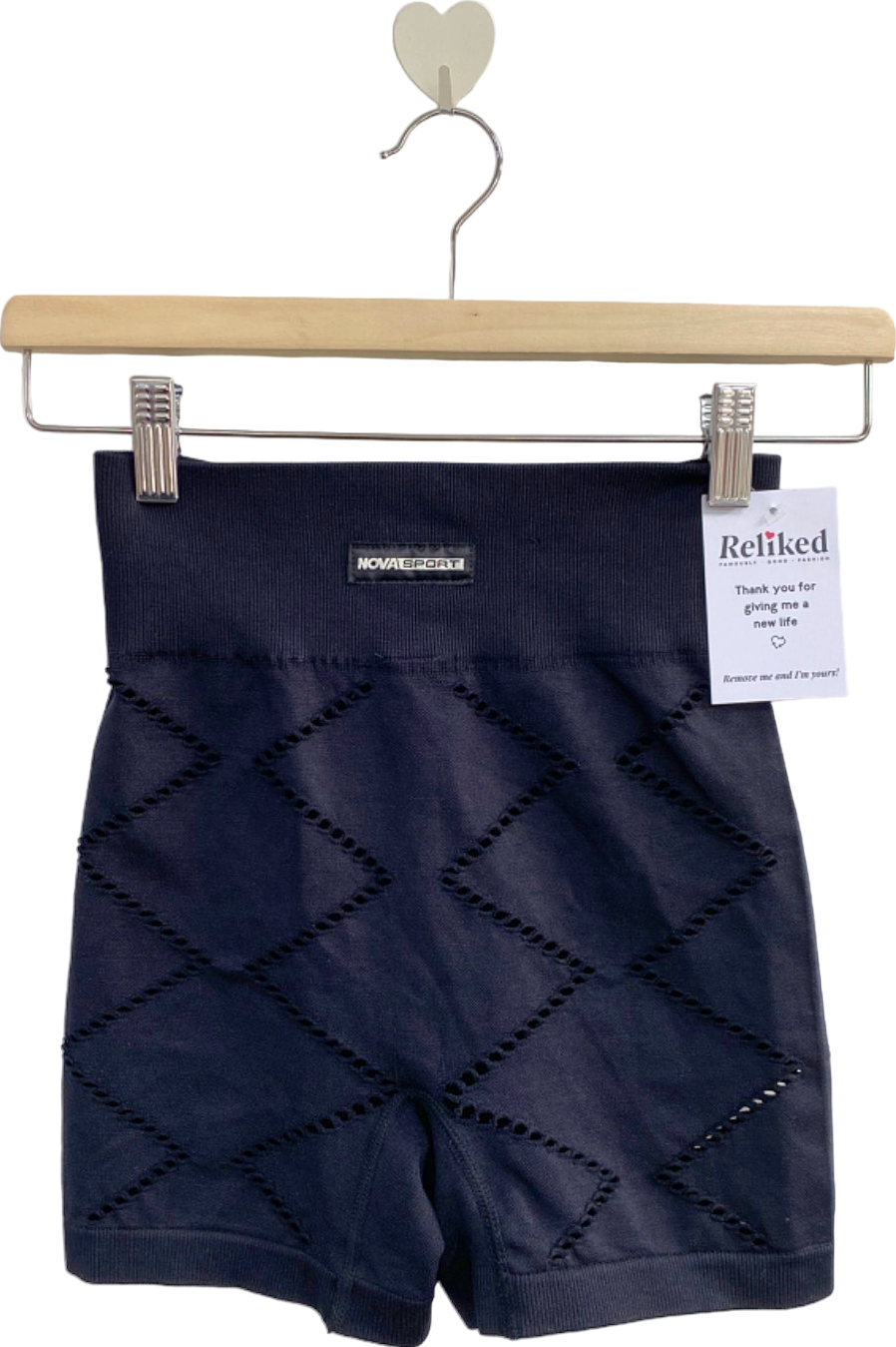 NovaSport Black High-Waist Knit Shorts XS UK 8