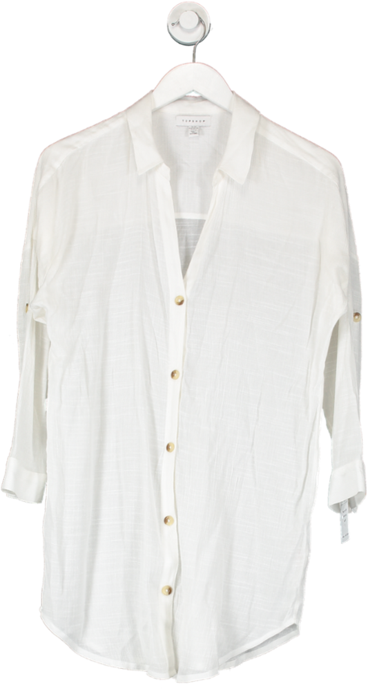 Topshop White Textured Shirt UK XS