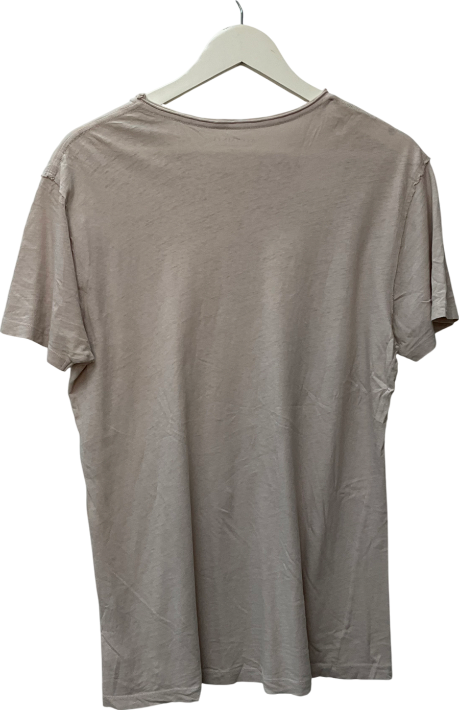 All Saints Cream Figure Crew Neck Raw Edge T-shirt UK M