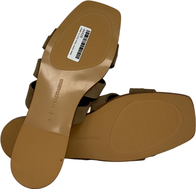 Stradivarius Brown Flat Split Leather Sandal UK 7 EU 40 👠