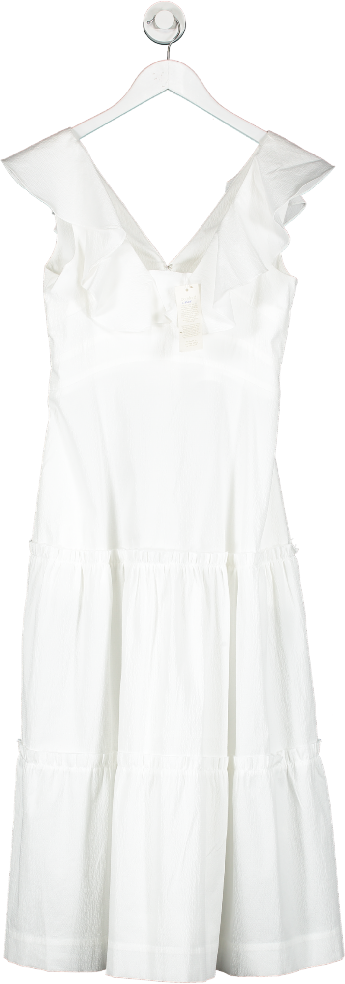 bamford White Cascade Cotton Midi Dress UK XS