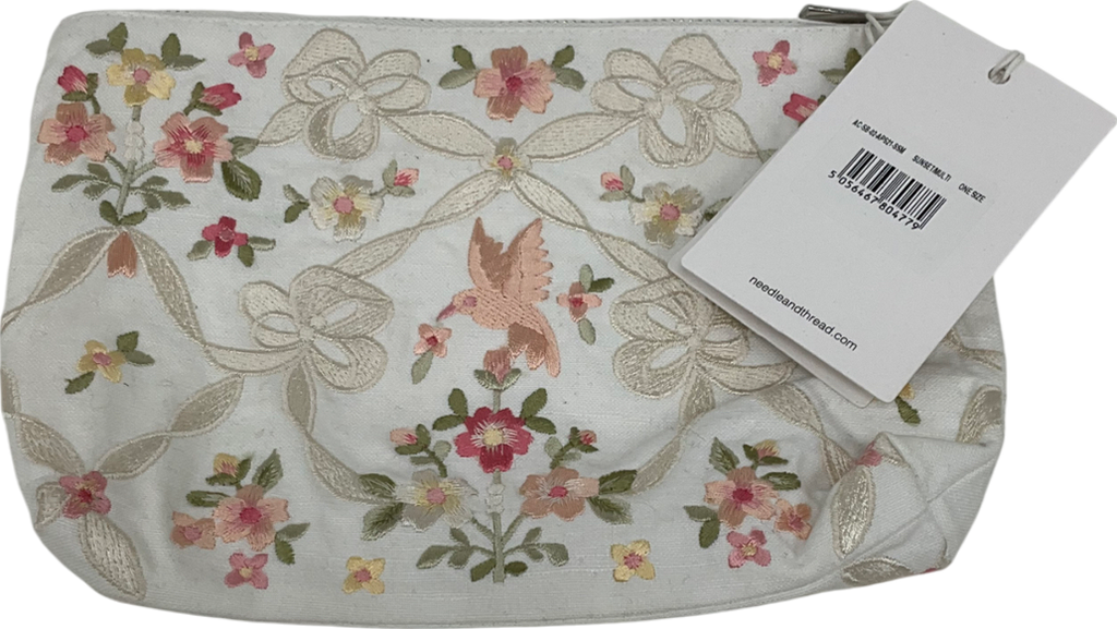 Needle & Thread Cream Floral Makeup Bag