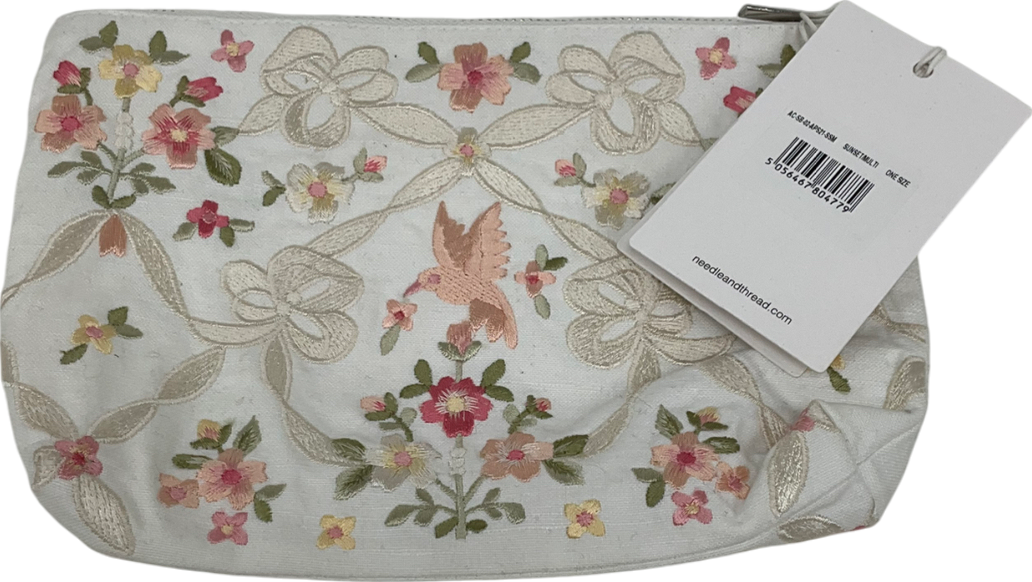 Needle & Thread Cream Floral Makeup Bag