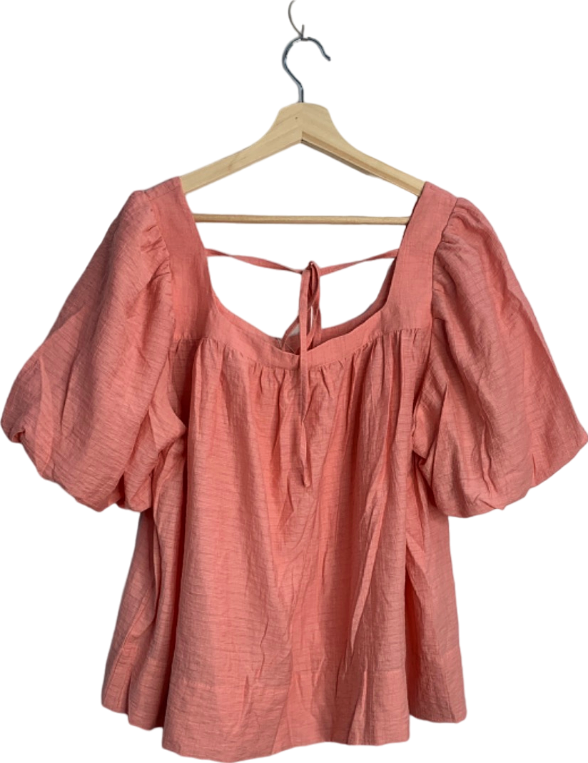 Jovonna CORAL FIAMMA Puff Sleeve Square Neck Blouse UK XL