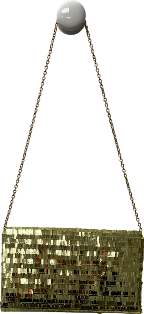 Next Metallic Gold Sequin Clutch Bag With Detachable Cross-body Chain One Size