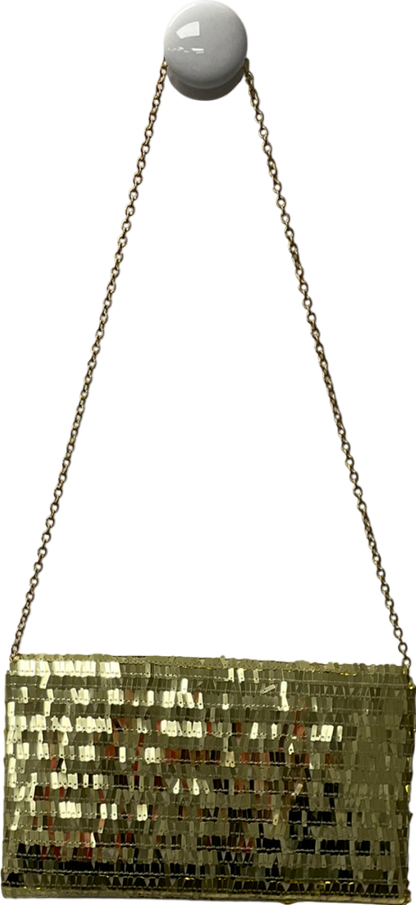 Next Metallic Gold Sequin Clutch Bag With Detachable Cross-body Chain One Size