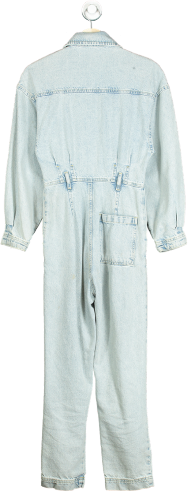 Mango Light Blue Denim Jumpsuit UK XS