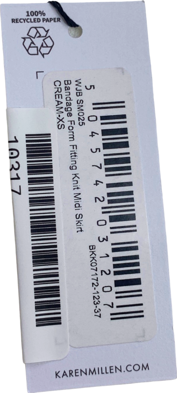 Karen Millen Cream Bandage Form Fitting Knit Midi Skirt UK XS