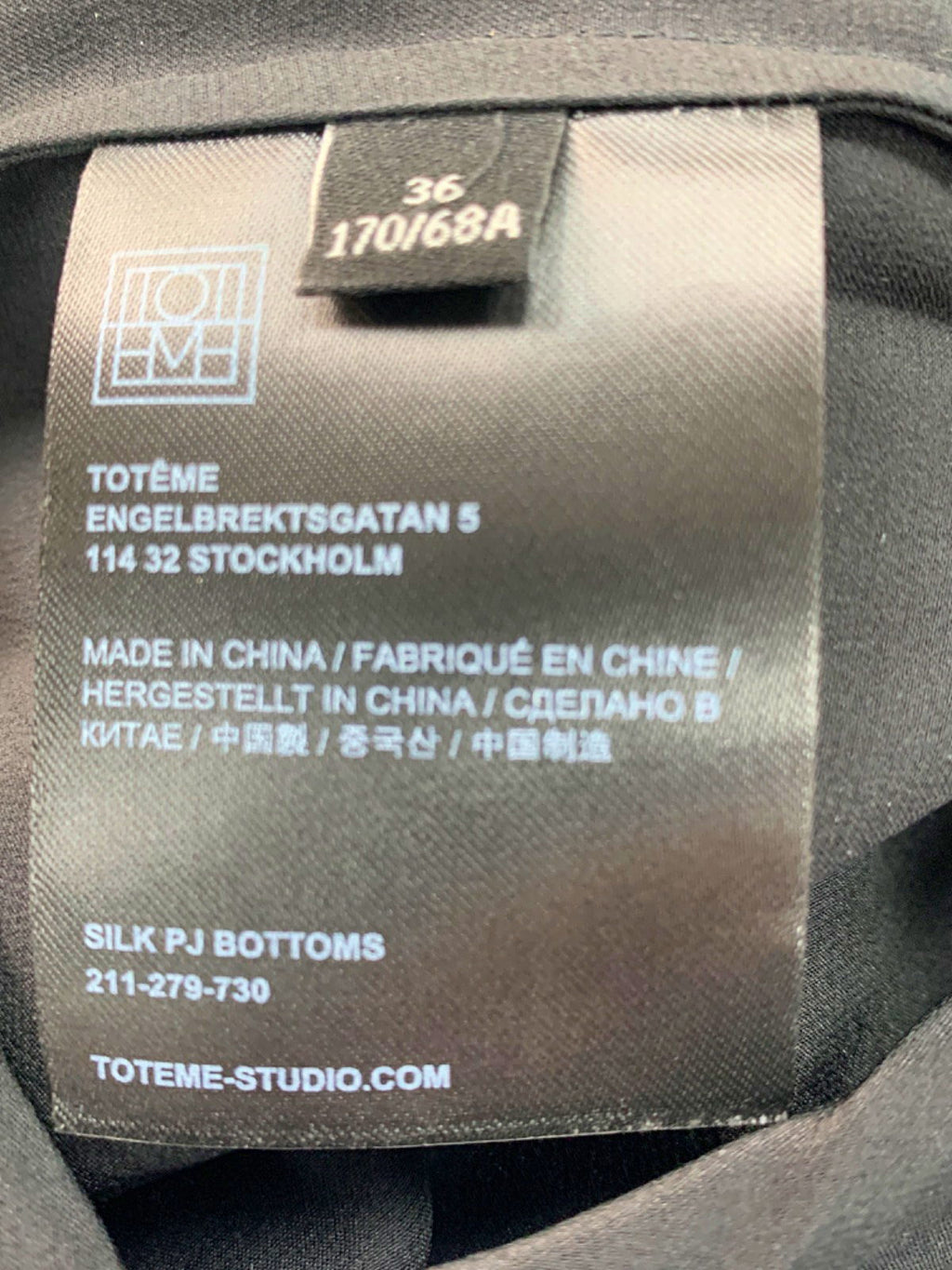 Totême Black Silk Wide leg trousers UK 8