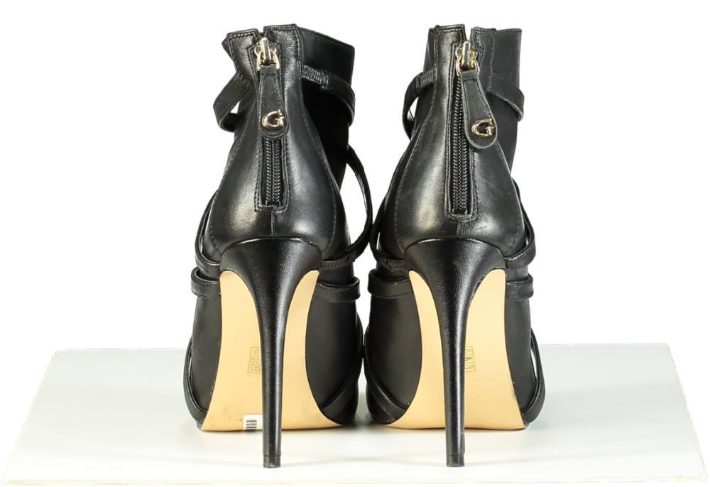 Guess Black Peep Toe Heeled Ankle Boots UK 8 EU 41