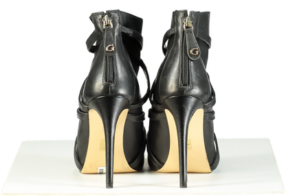 Guess Black Peep Toe Heeled Ankle Boots UK 8 EU 41