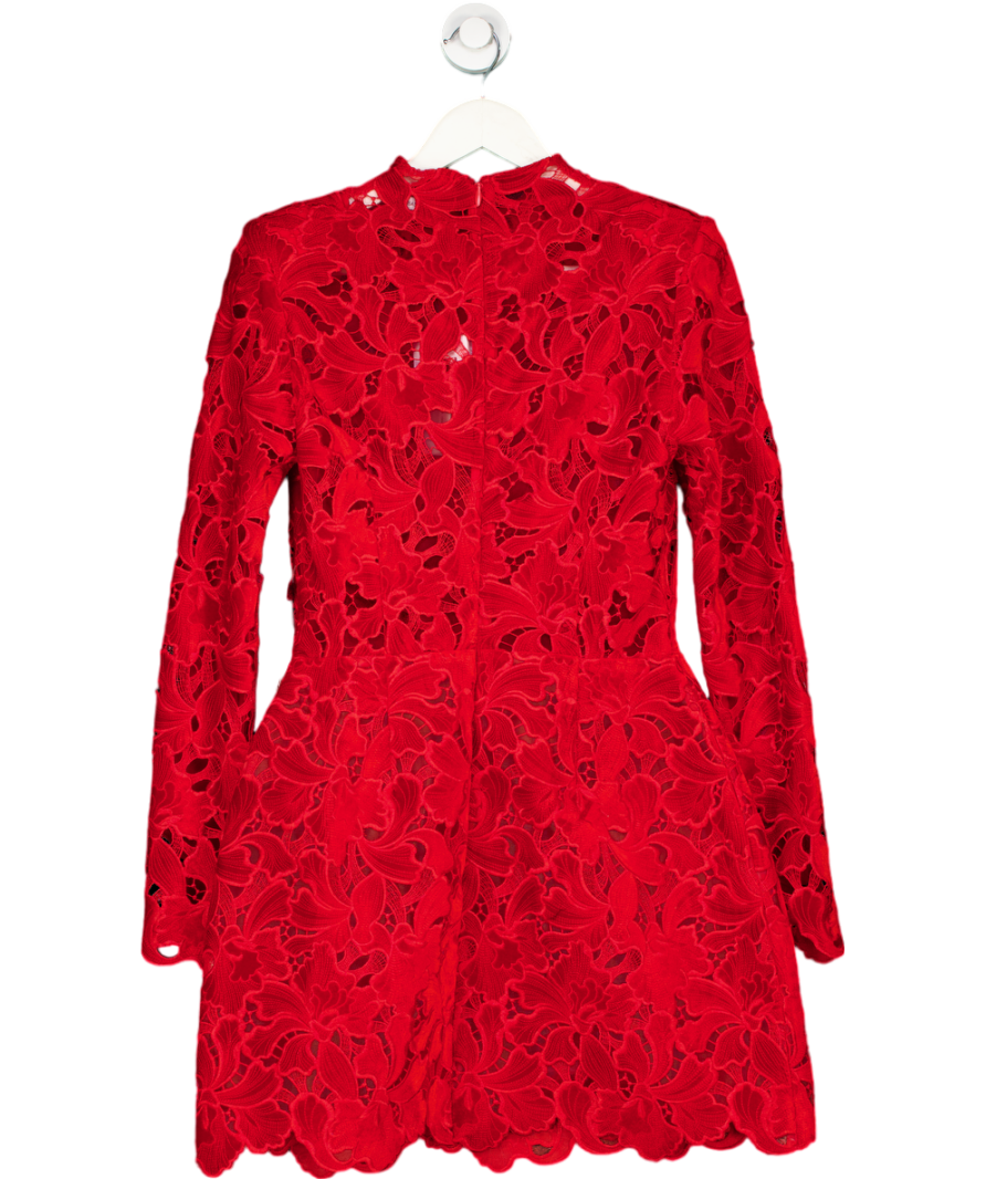 Nadine Merabi Red Lydia Embroidered Lace Tulip Shape Dress UK 10