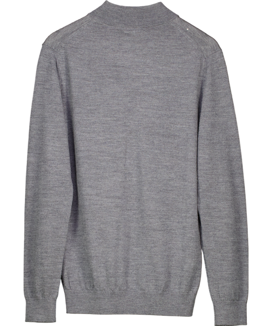 REISS Grey Kelby Merino Wool Turtleneck Sweater UK M