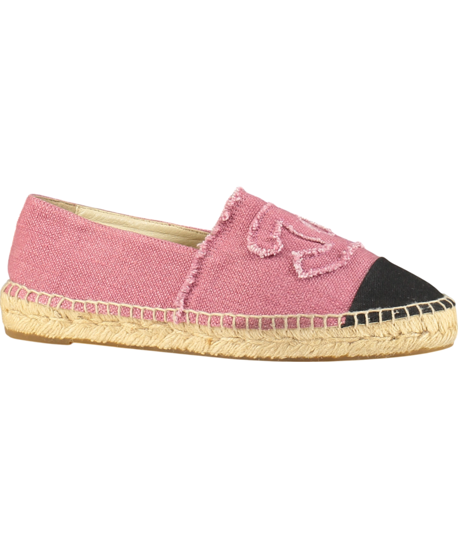 Chanel Pink Canvas Tela Rosa Linen Espadrilles UK 7 EU 40 👠
