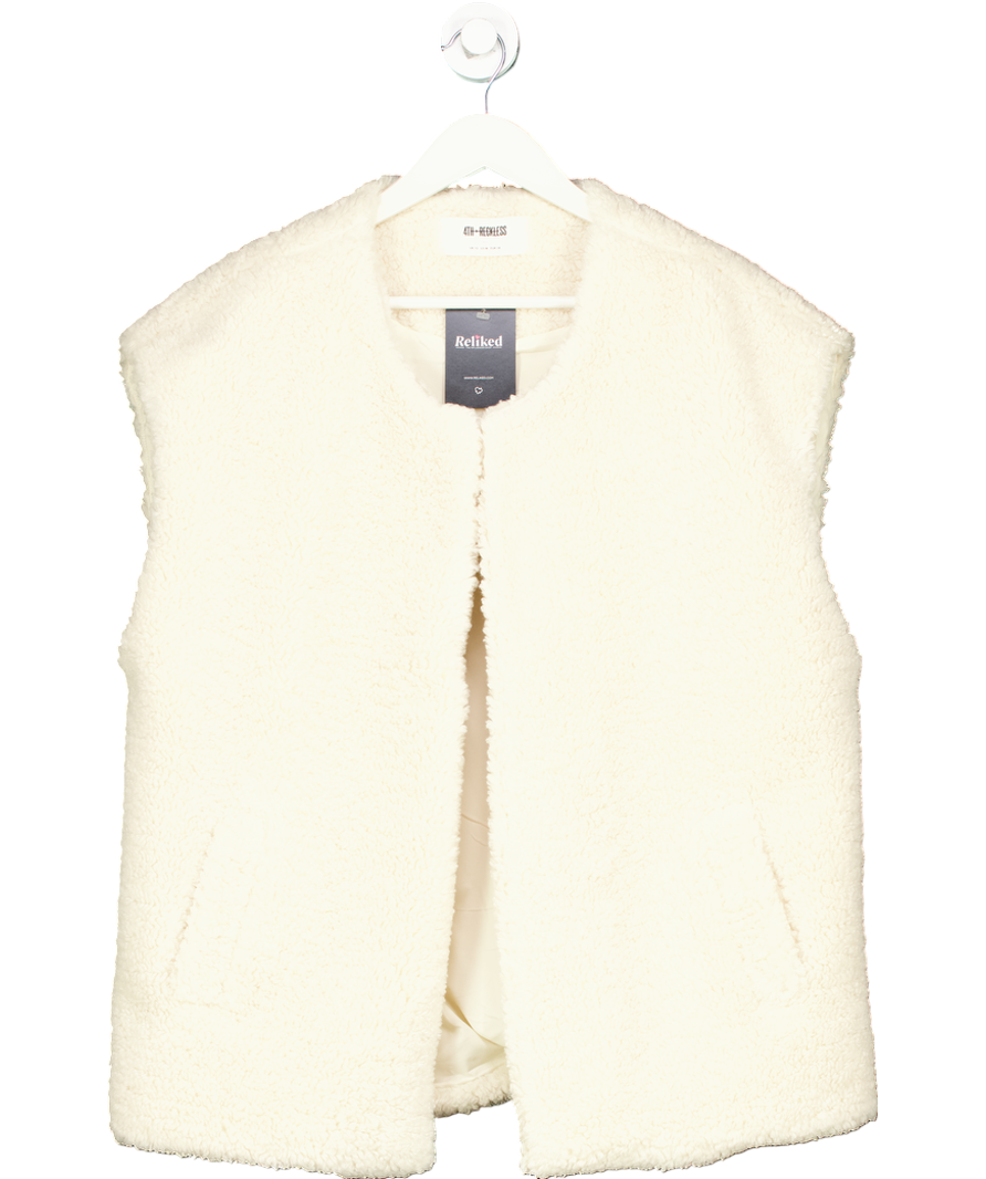 4th & Reckless Cream Oversized Open Sherling Vest UK 10