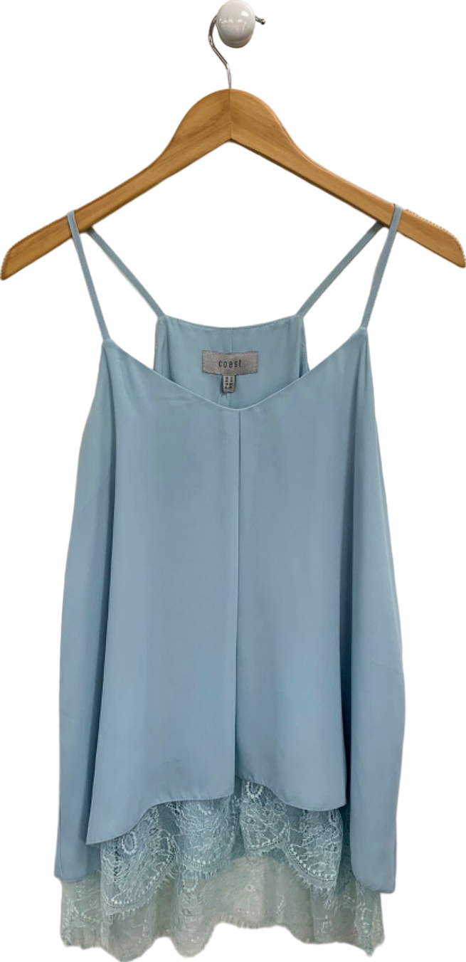 Coast Pale Blue Lace Hem Cami Top UK 12