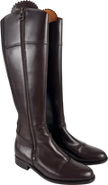 Fairfax & Favor Regina Mahogany Brown Leather Flat Knee-high Boots UK 6 EU 39 👠