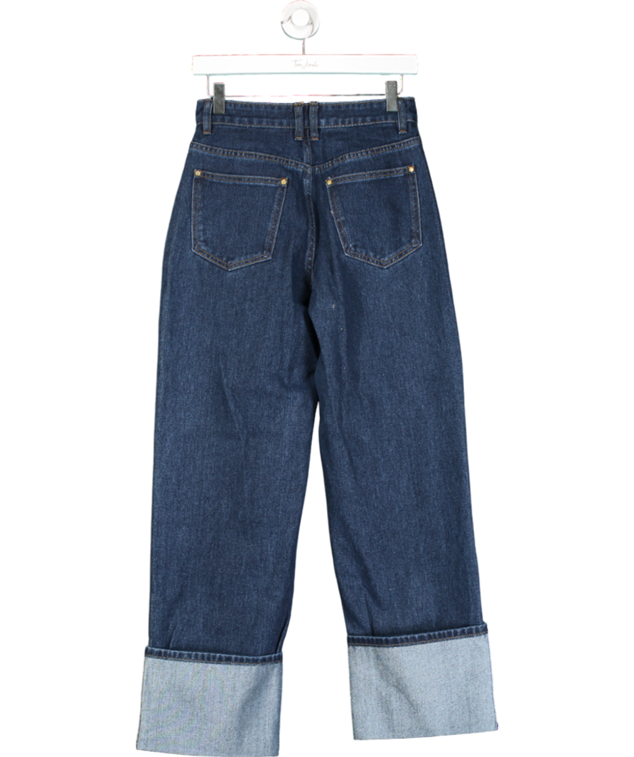 Karen Millen Blue Straight Leg Turn Up Hem Jeans UK 8