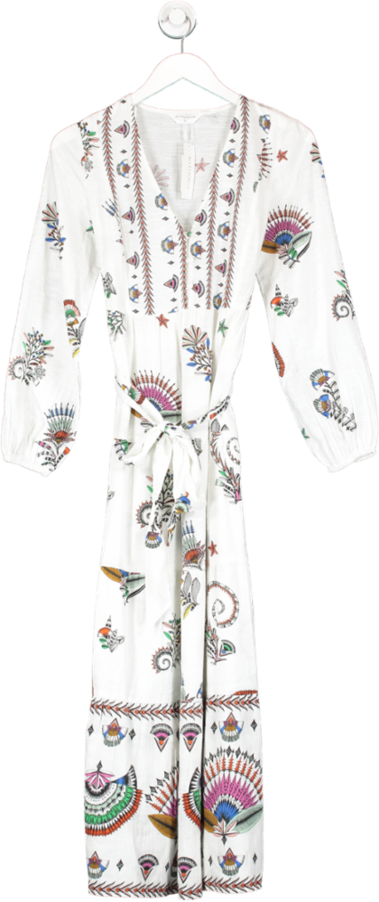 Accessorize White Printed Cotton Beach Dress UK L