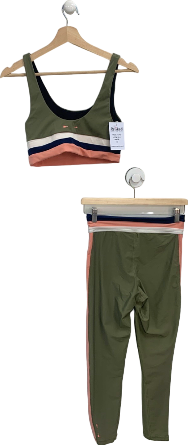 The Upside Khaki Striped 2-piece Activewear Set UK S