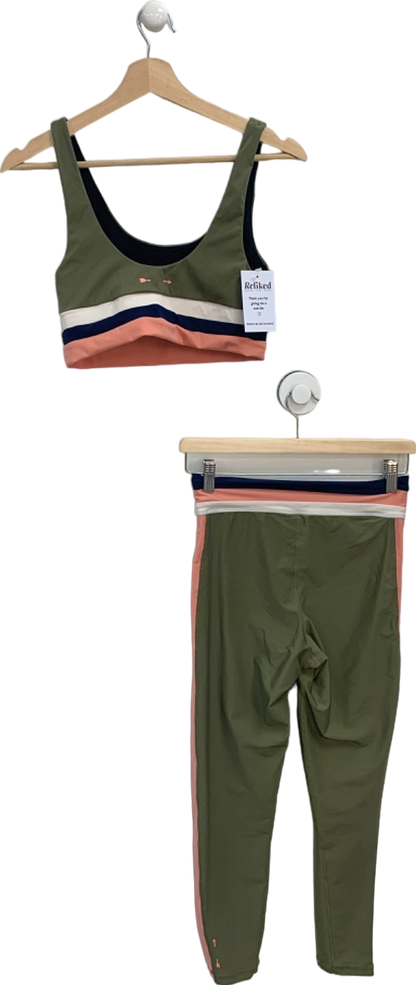 The Upside Khaki Striped 2-piece Activewear Set UK S