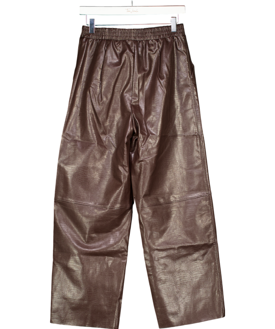 ASOS Brown Croc Wide Leg Trousers UK 8
