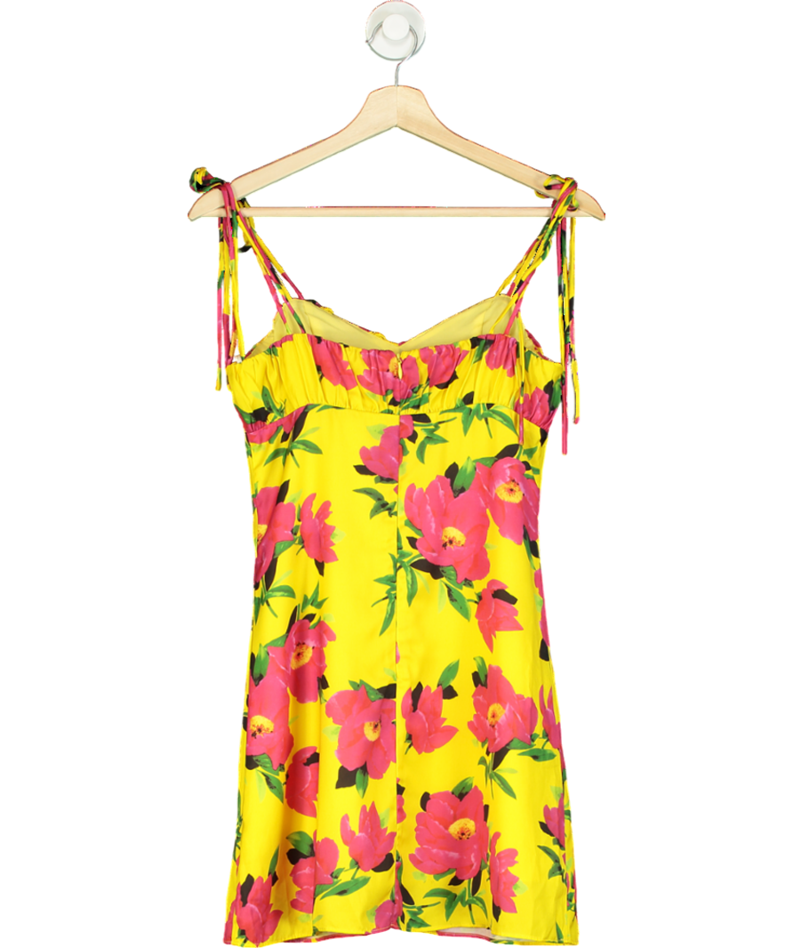 kourt Yellow And Pink Flower Midi Dress UK S