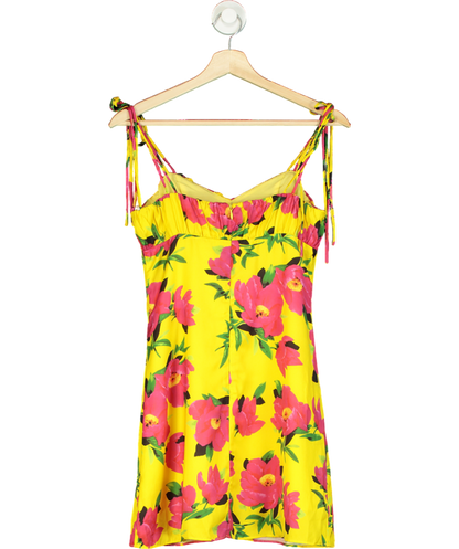 kourt Yellow And Pink Flower Midi Dress UK S