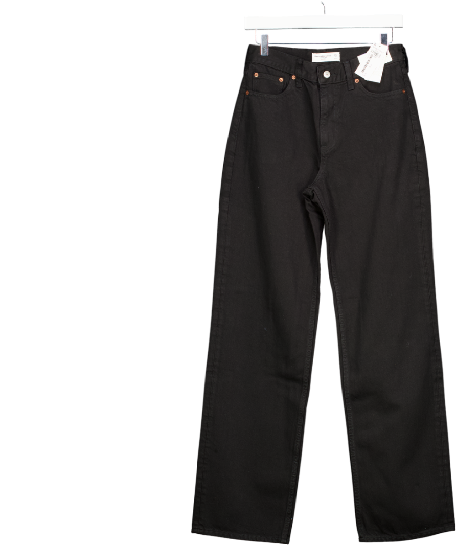 Abercrombie & Fitch Black High Rise Loose Jean - Long Length W25