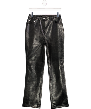 NEXT Black Faux Leather Croc Embossed Jeans UK 8
