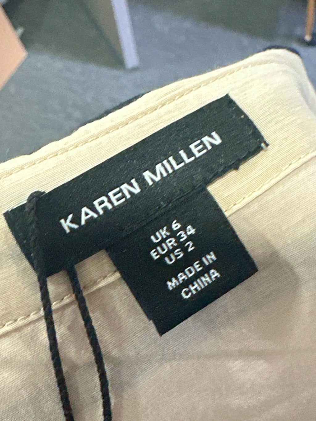 Karen Millen Beige Organdie Mono Stripe Woven Belted Shirt Dress UK 6