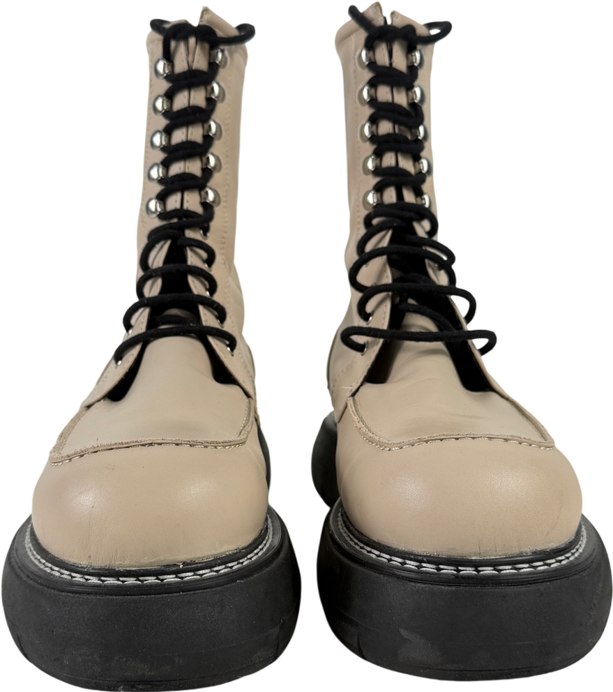 Topshop Nude Apis Chunky Lace Up Boot UK 7 EU 40 👠