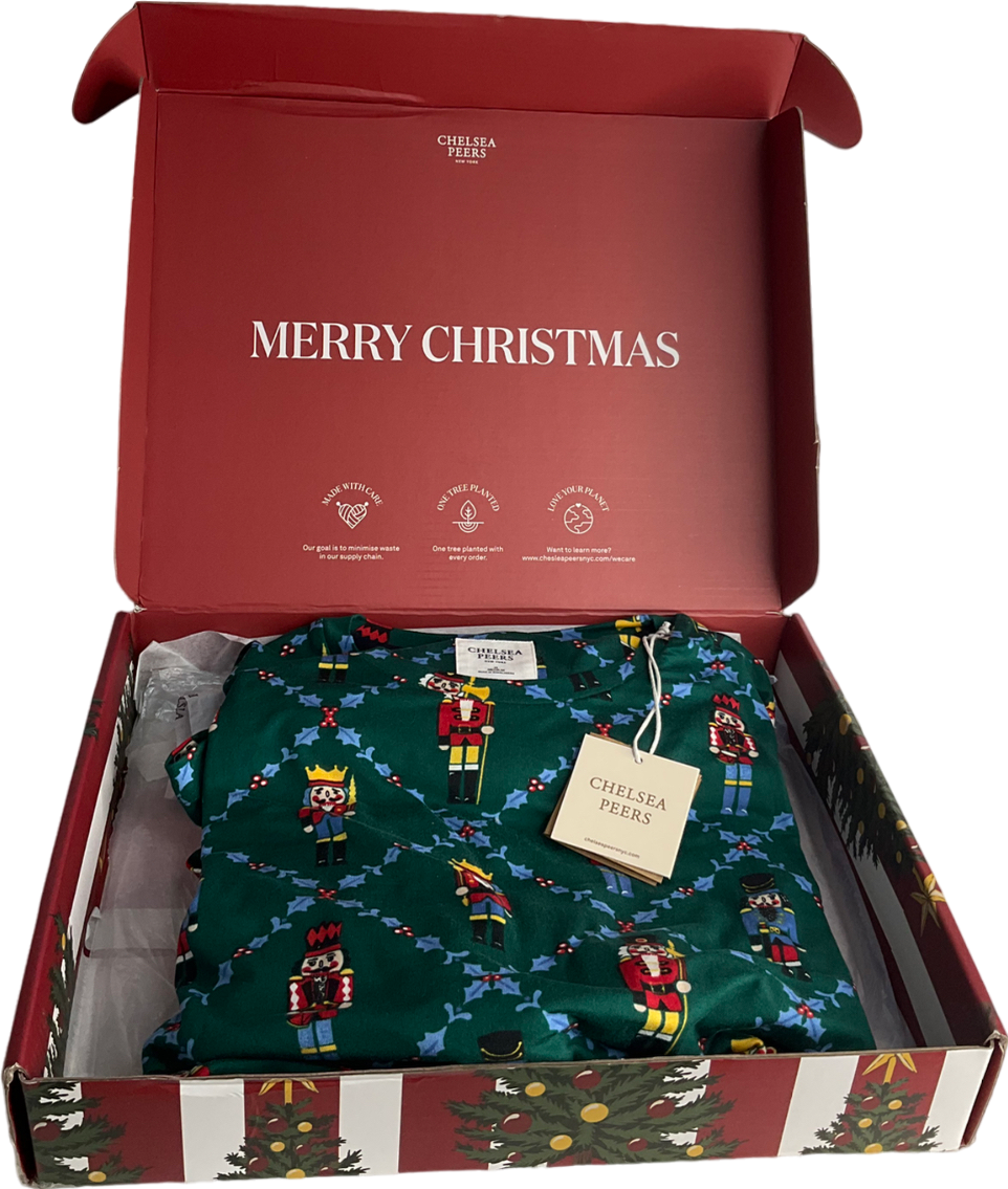 Chelsea Peers Green Nutcracker Print Long Pyjamas Set, Teal 12 Years