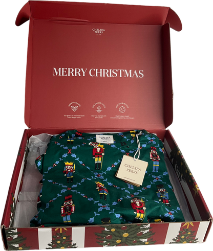 Chelsea Peers Green Nutcracker Print Long Pyjamas Set, Teal 12 Years