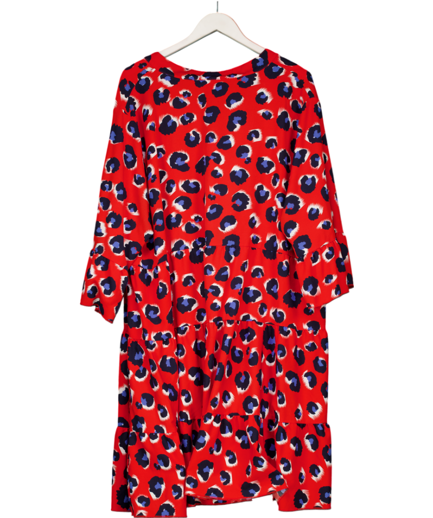 New Look Curve Red Blue Leopard Print Mini Dress UK 24