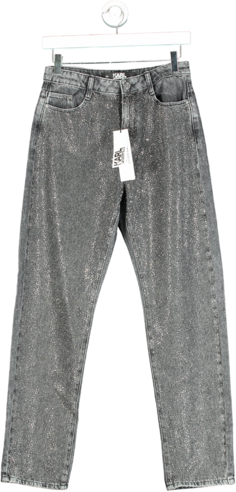 Karl Lagerfeld Grey Rhinestone Splash Denim Pants W27