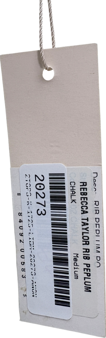 Rebecca Taylor Cream Ribbed Knit Peplum Top UK M