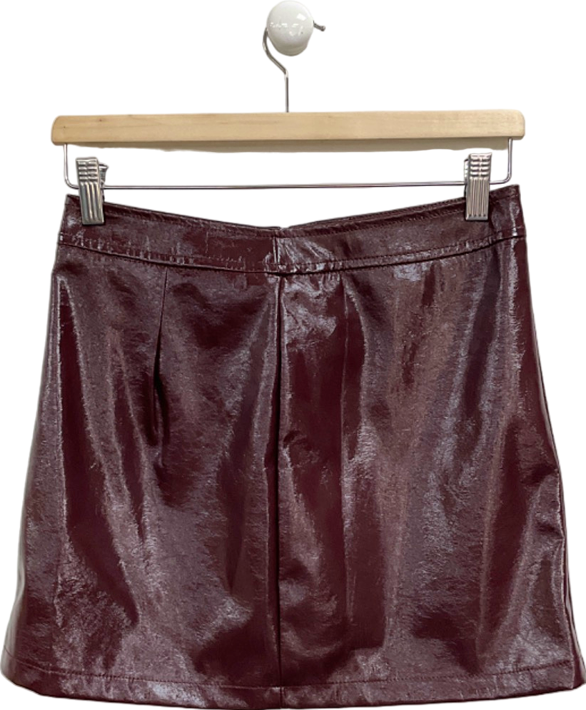 New Look Burgundy Faux Leather Skirt UK 8