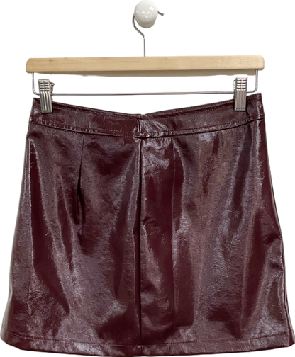 New Look Burgundy Faux Leather Skirt UK 8