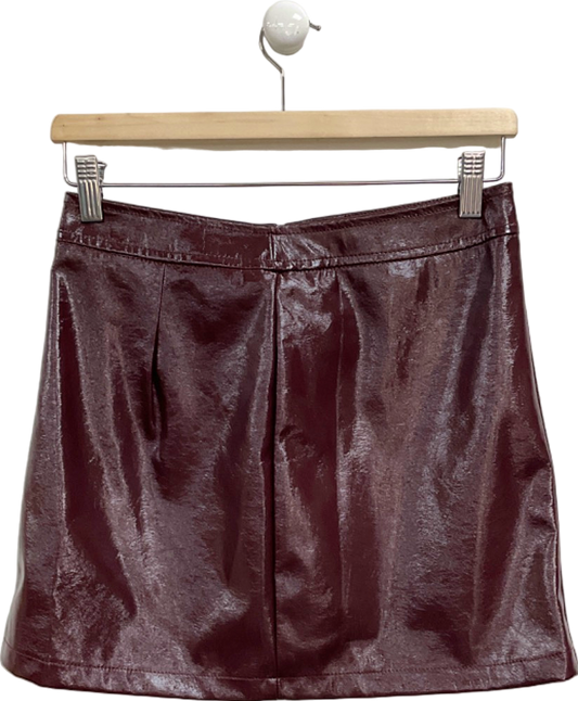 New Look Burgundy Faux Leather Skirt UK 8