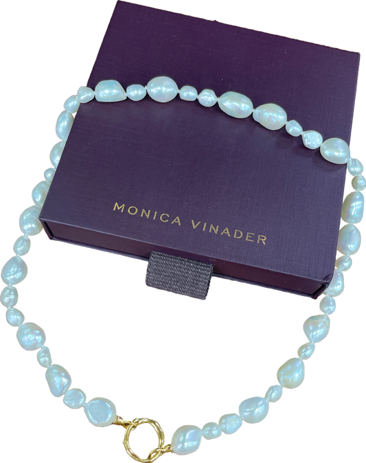 Monica Vinader Cream Irregular Pearl Mixed Necklace 46cm/18' 18k Gold Vermeil & Pearl One Size