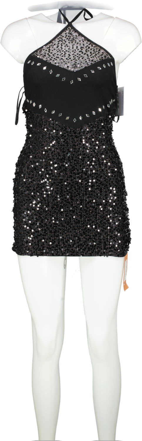 SHEIN Black Sequin Mini Dress UK XS