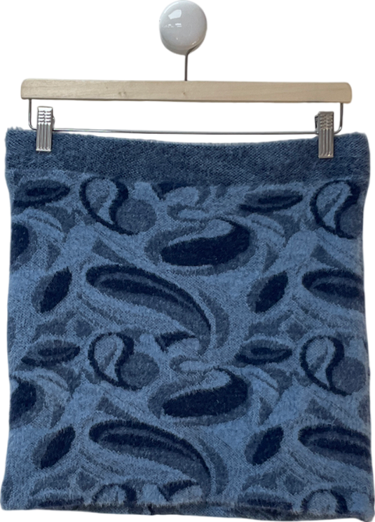 ZARA Blue Wool Blend Fuzzy Mini Skirt UK M