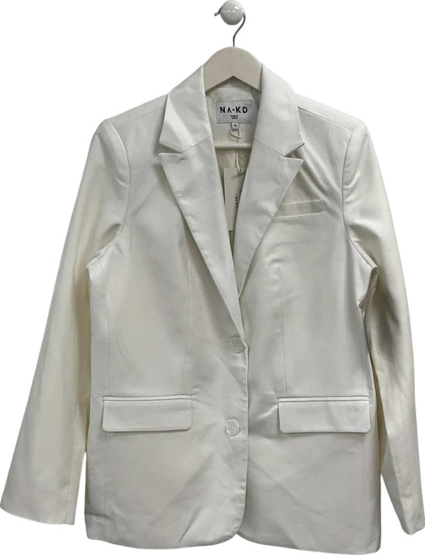 NA-KD Cream Tailored Blazer UK 8
