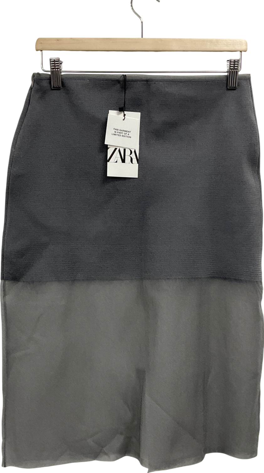 ZARA Grey Organza Skirt UK M
